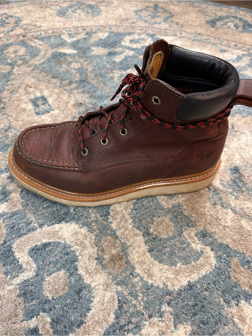 Irish Setter Brown Leather Moc Toe Work Boots with Tan Outsole